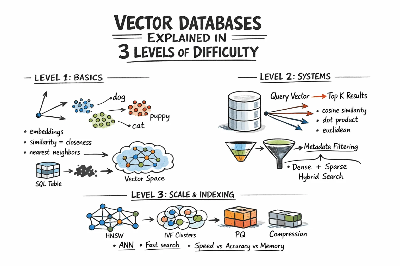 Vector Databases Explained in 3 Levels of Difficulty