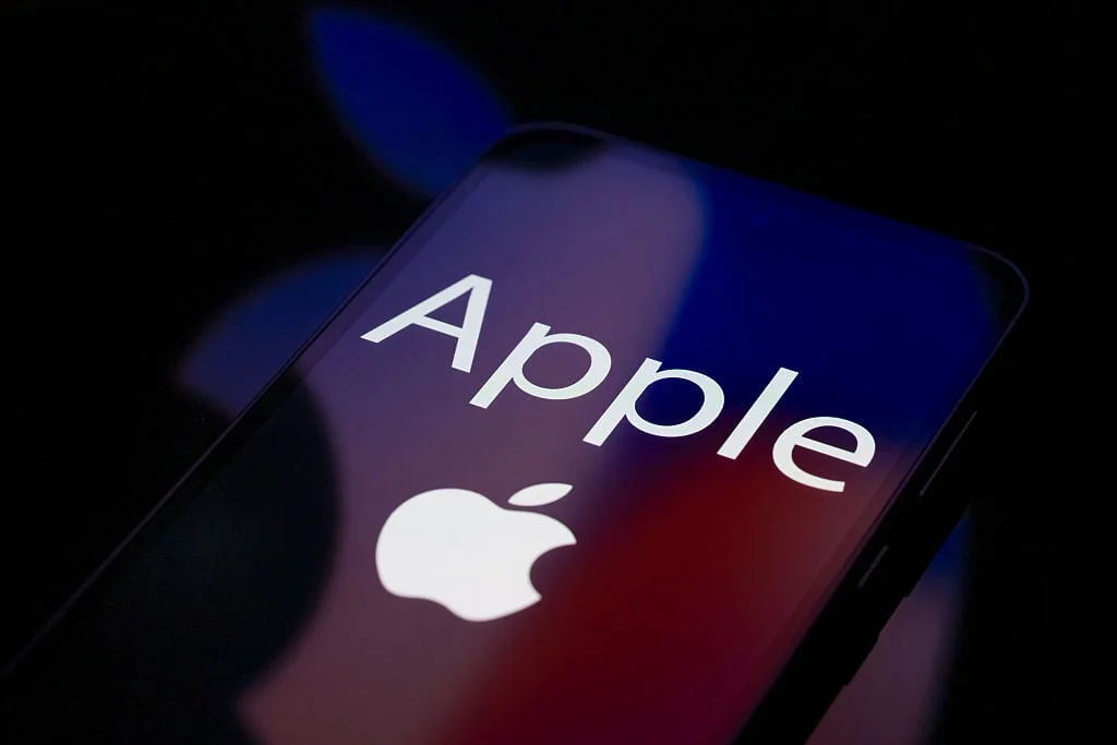 Apple logo on smartphone screen